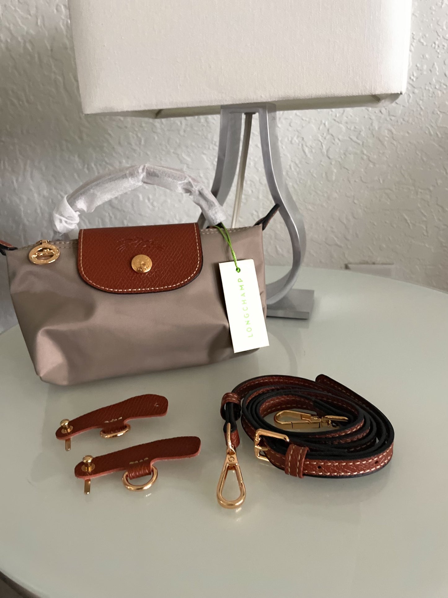 Longchamp Tote Crossbody Bag Dove Gray Xs Mini