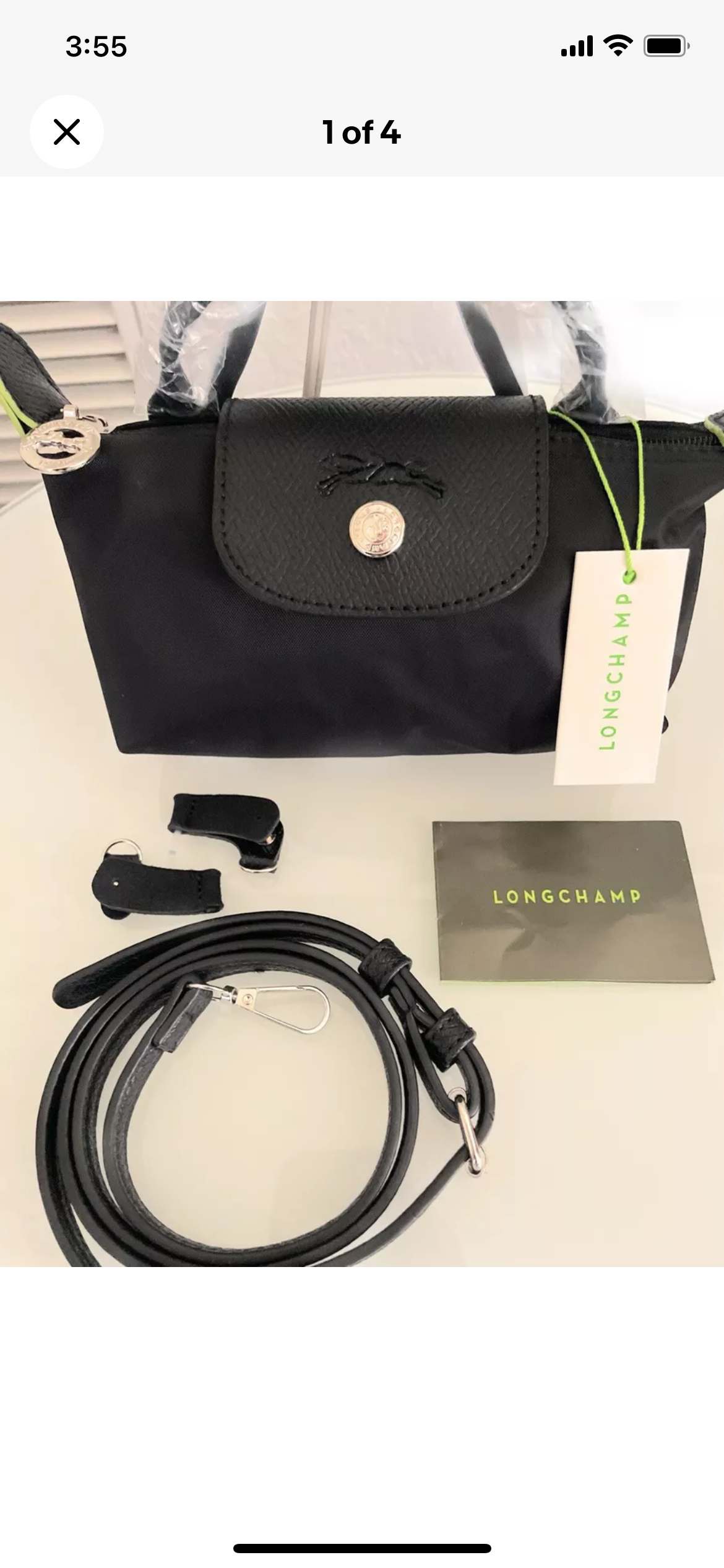 Longchamp Tote Crossbody Bag Black Xs Mini