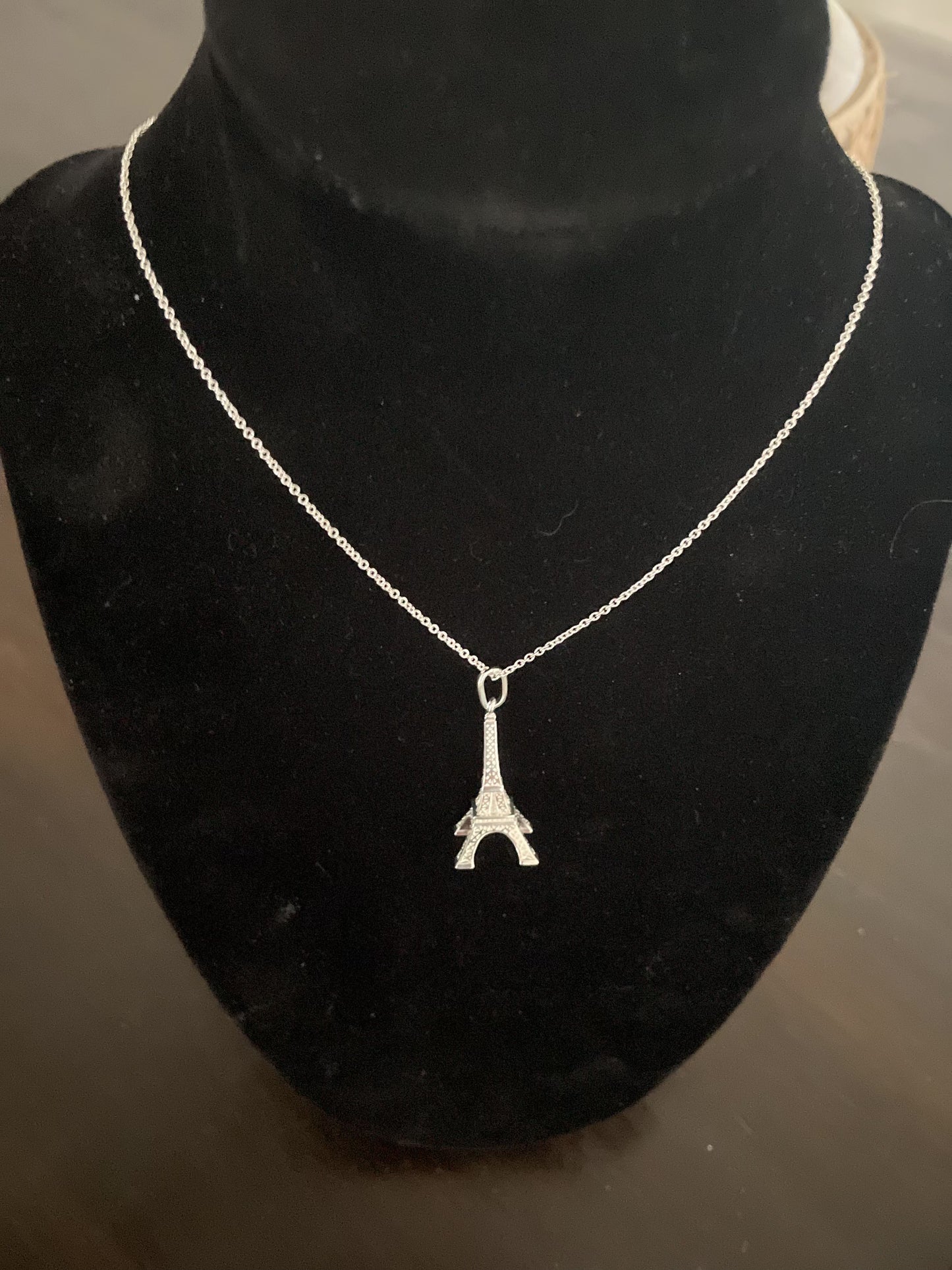 Tiffany & Co Sterling Silver 925 Eiffel Tower Pendant & Necklace Set 17in