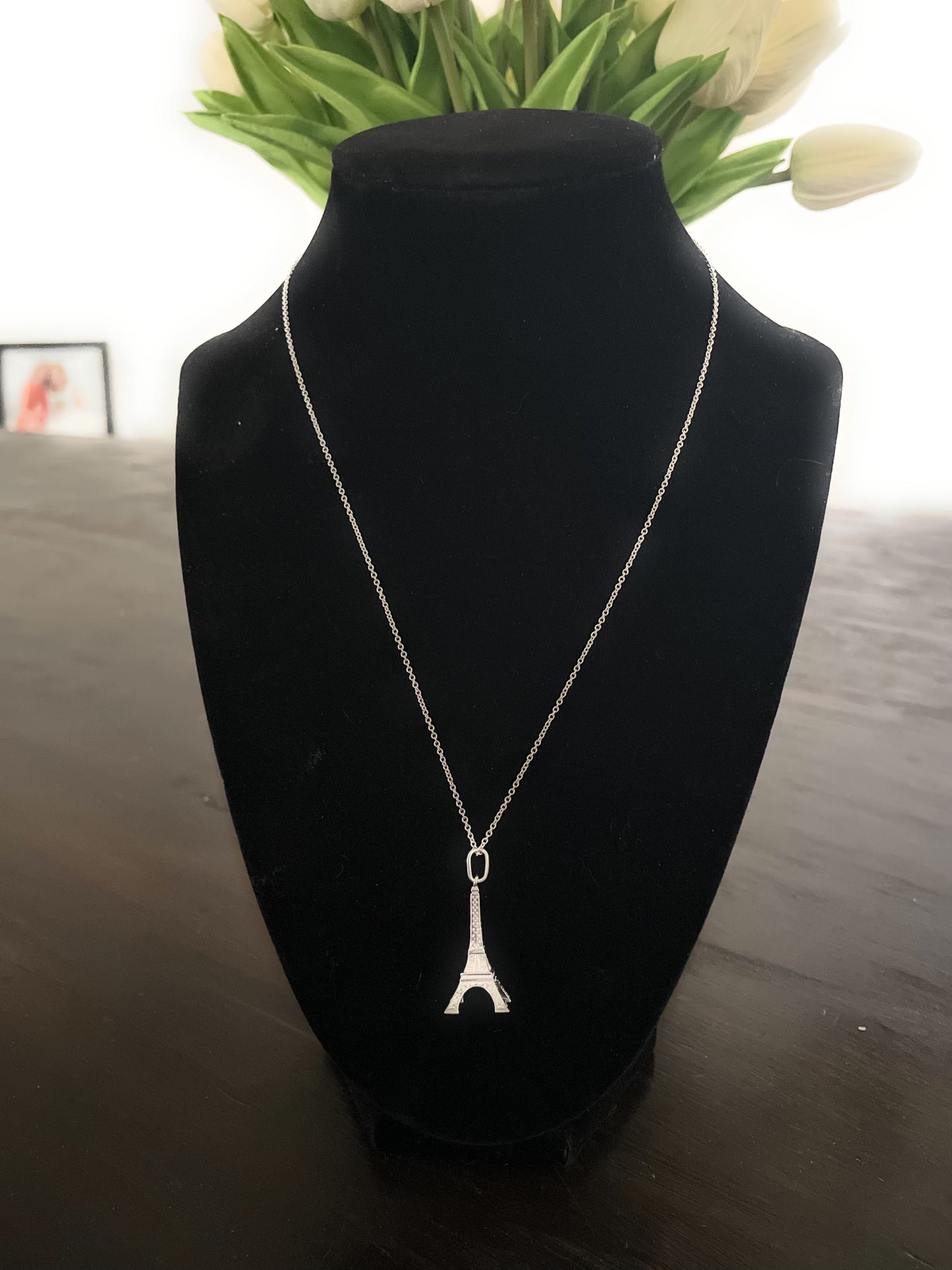 Tiffany & Co Sterling Silver 925 Eiffel Tower Pendant & Necklace Set 17in