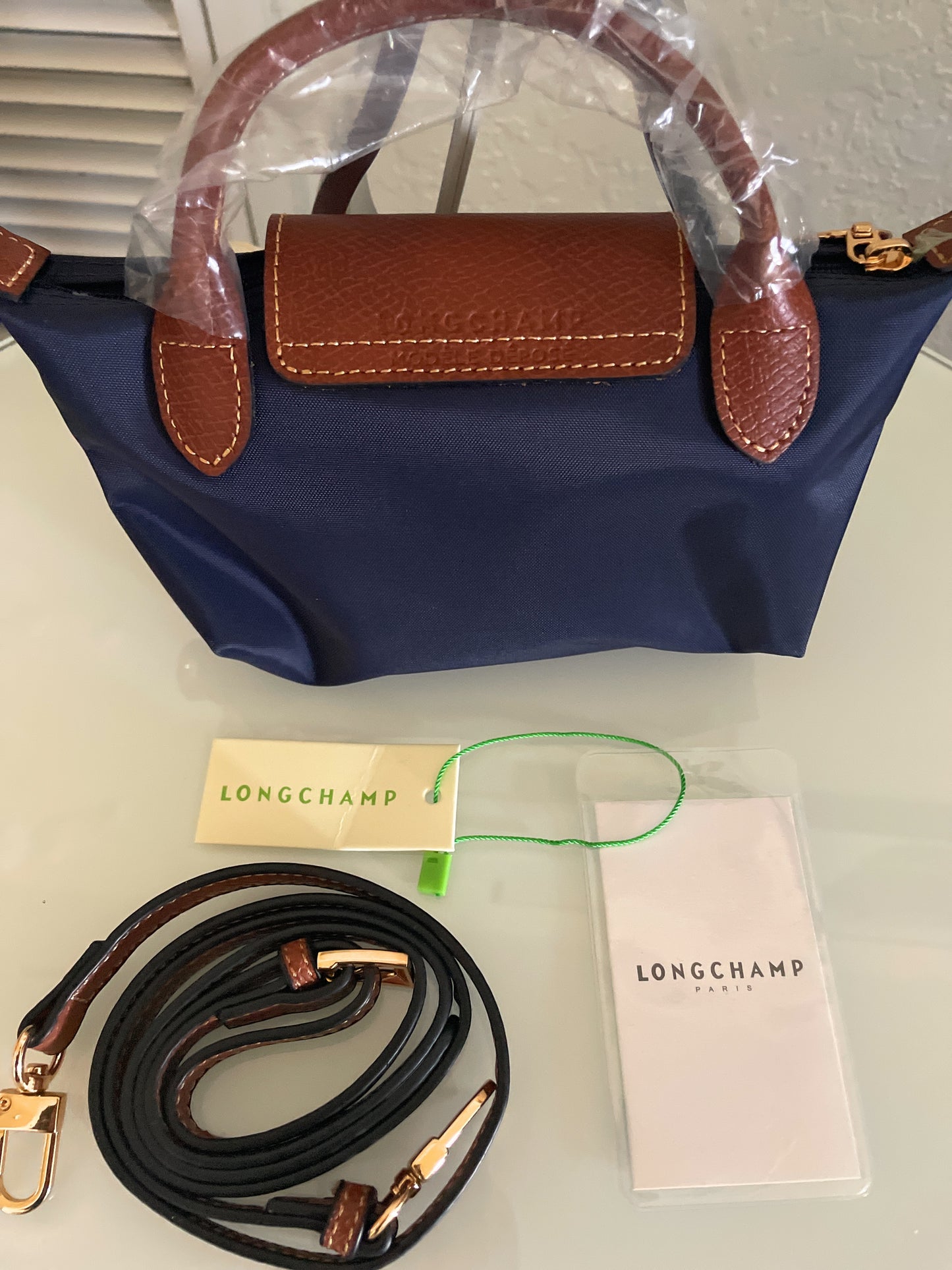 Longchamp Tote Crossbody Bag Navy Xs Mini