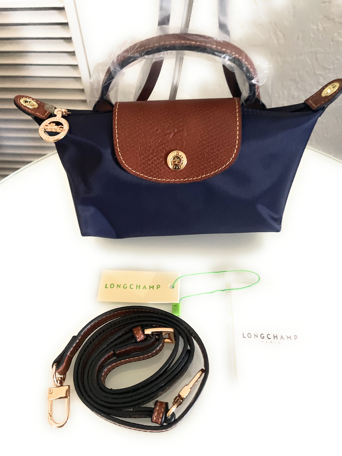 Longchamp Tote Crossbody Bag Navy Xs Mini