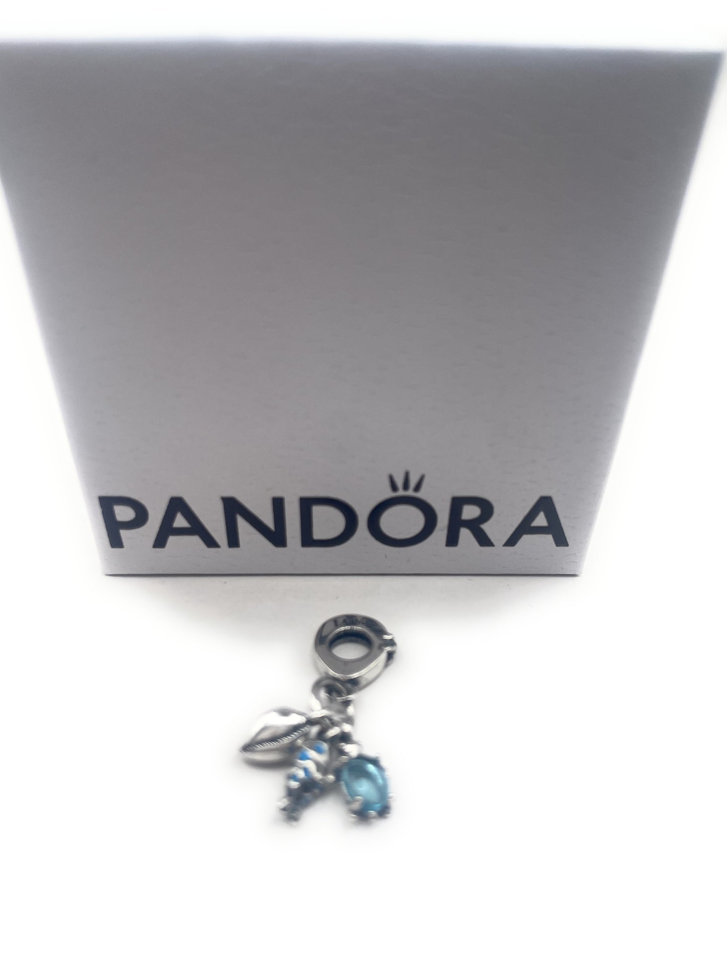 Pandora Silver Fish Sea Turtle & Conch Triple Dangle Charm W Box And Gift Bag
