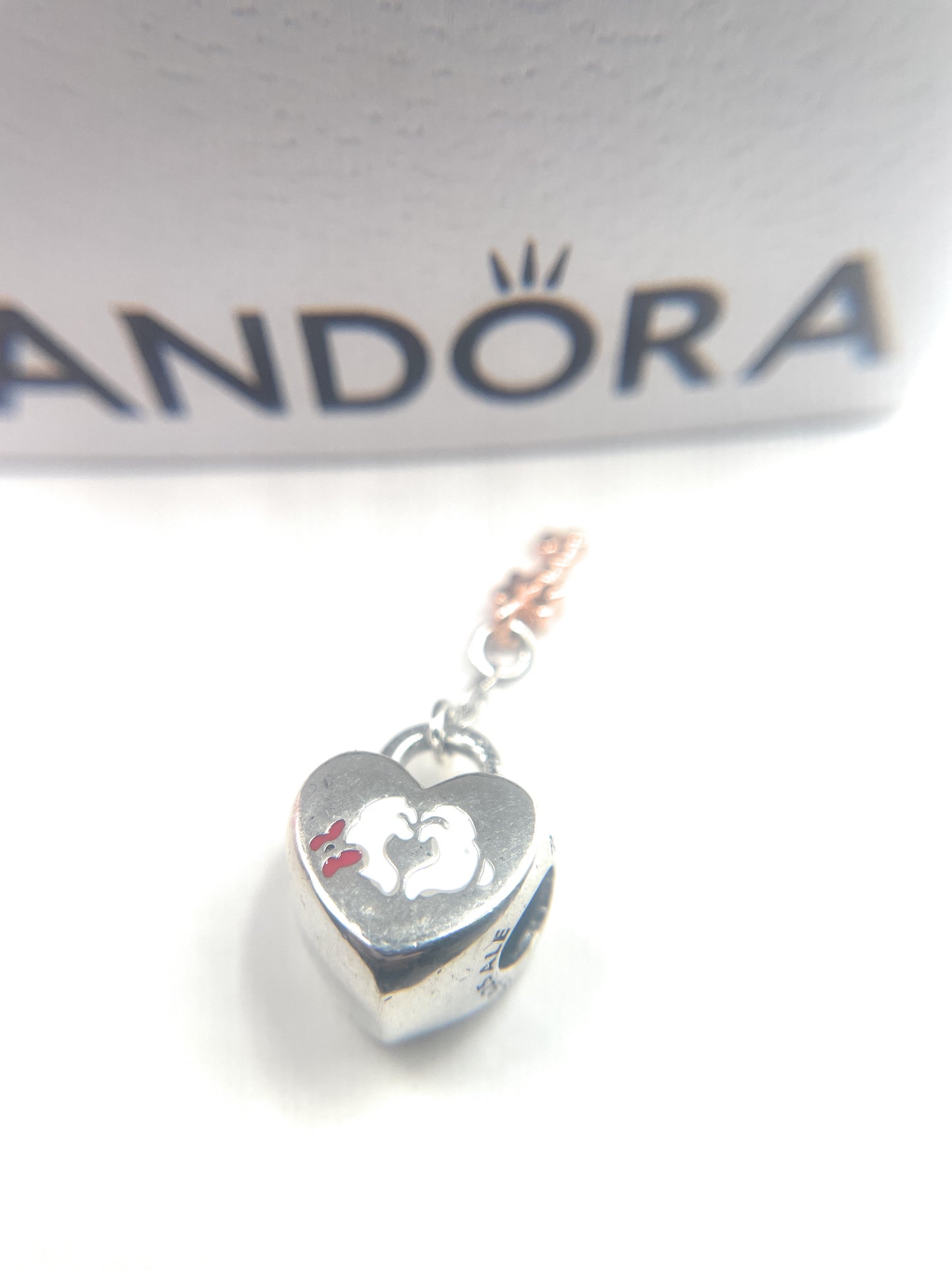 Sterling Silver Pandora, Disney Mickey Minnie Key to My Heart Padlock Charm Box