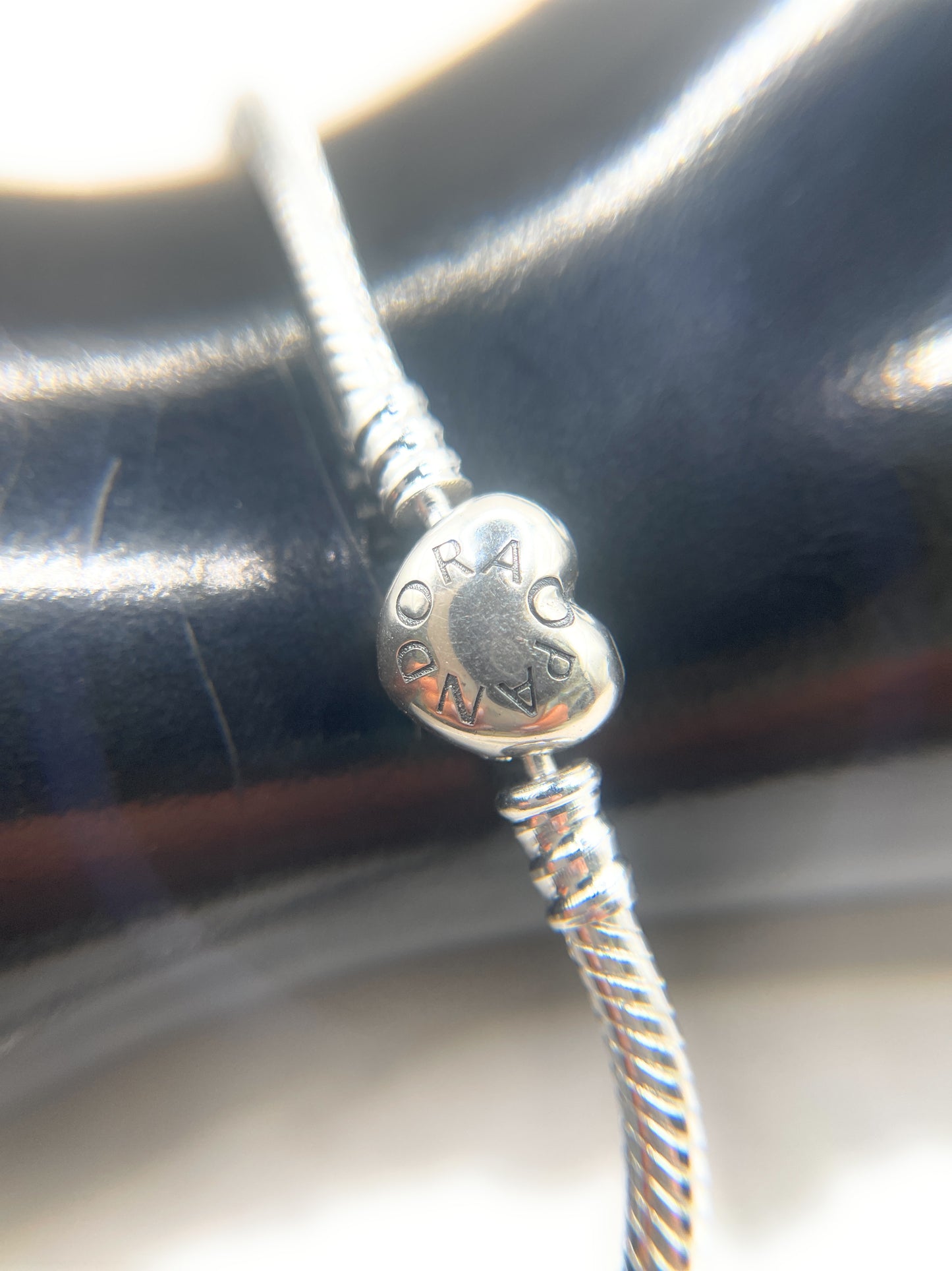 Pandora Moments Heart Clasp Snake Chain Bracelet 8 In 21 Cm