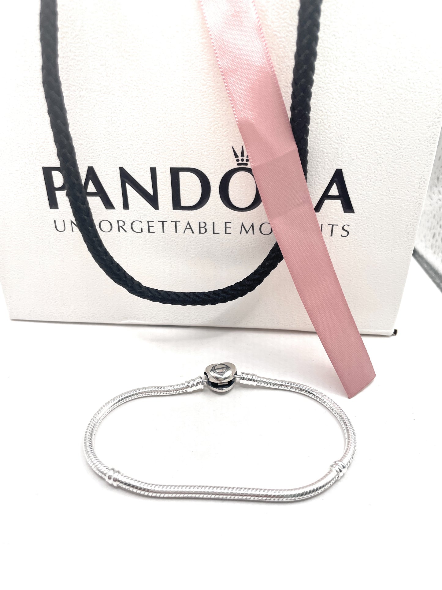 Pandora Moments Heart Clasp Snake Chain Bracelet 8 In 21 Cm