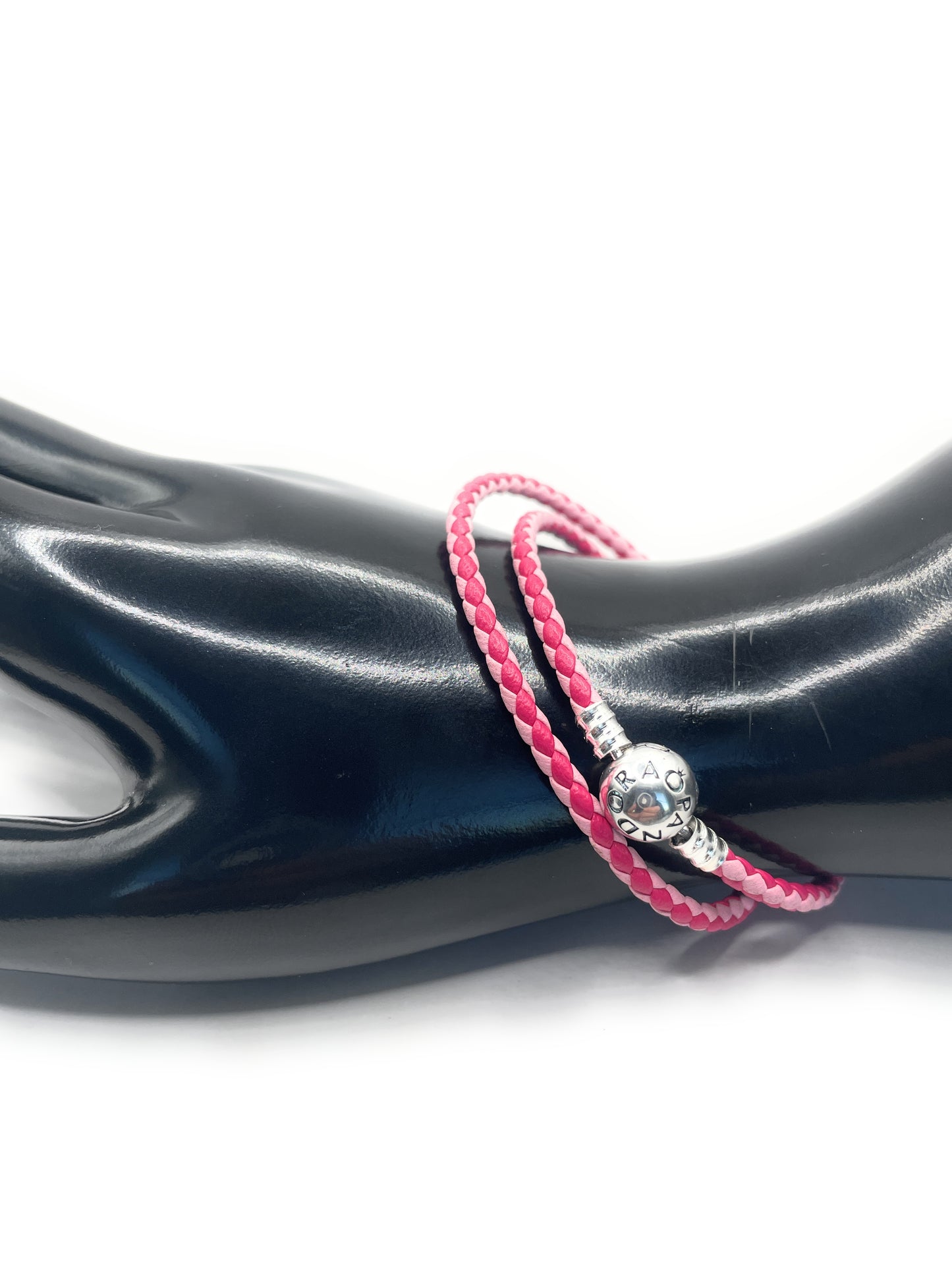 PANDORA MIXED PINK LEATHER DOUBLE BRACELET PANDORA LOCK W Box