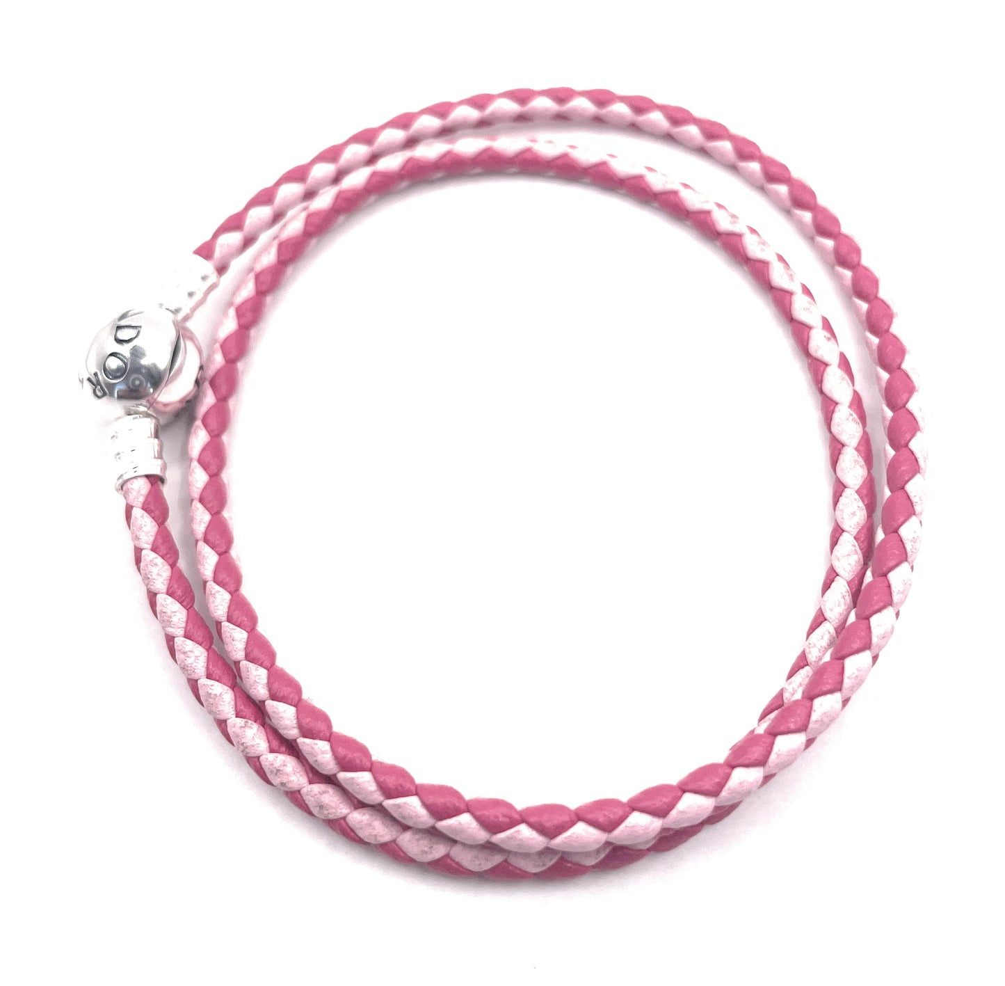 PANDORA MIXED PINK LEATHER DOUBLE BRACELET PANDORA LOCK W Box