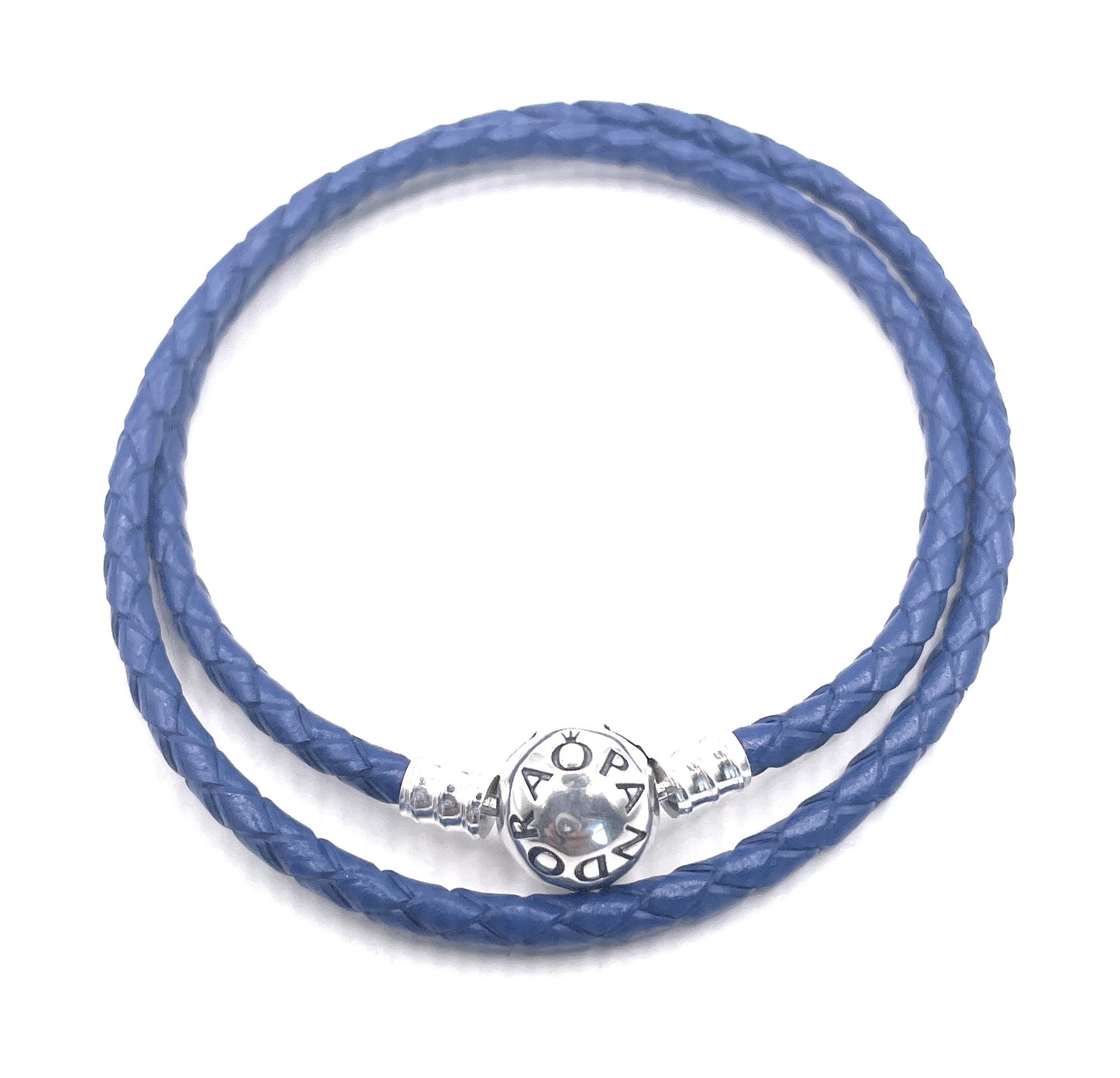 PANDORA NAVY LEATHER DOUBLE BRACELET PANDORA LOCK W Box