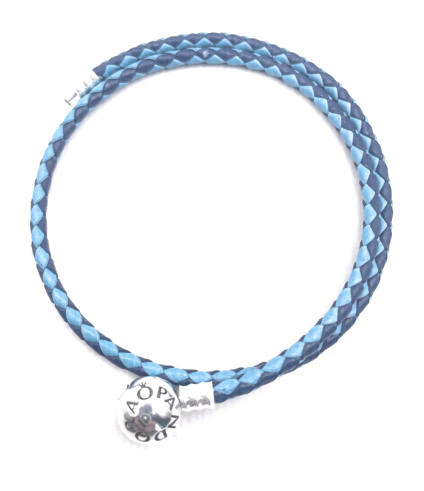 PANDORA MIXED BLUE LEATHER DOUBLE BRACELET PANDORA LOCK W Box