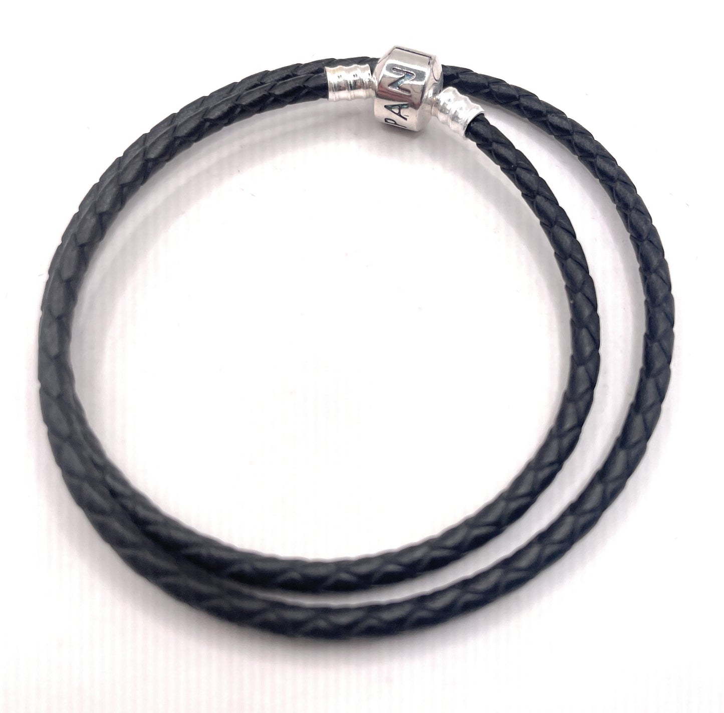 PANDORA BLACK LEATHER DOUBLE BRACELET PANDORA LOCK W Box
