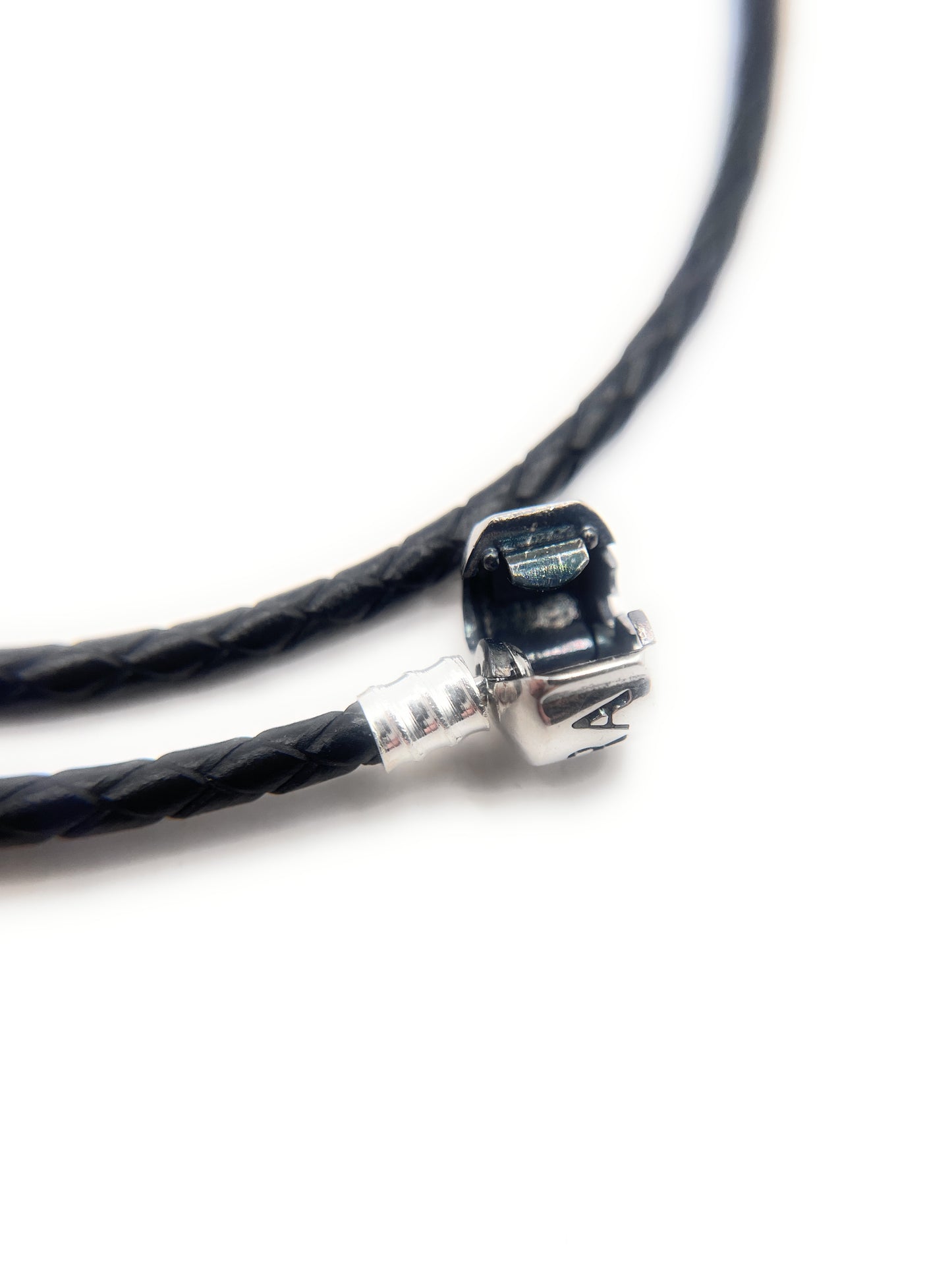 PANDORA BLACK LEATHER DOUBLE BRACELET PANDORA LOCK W Box