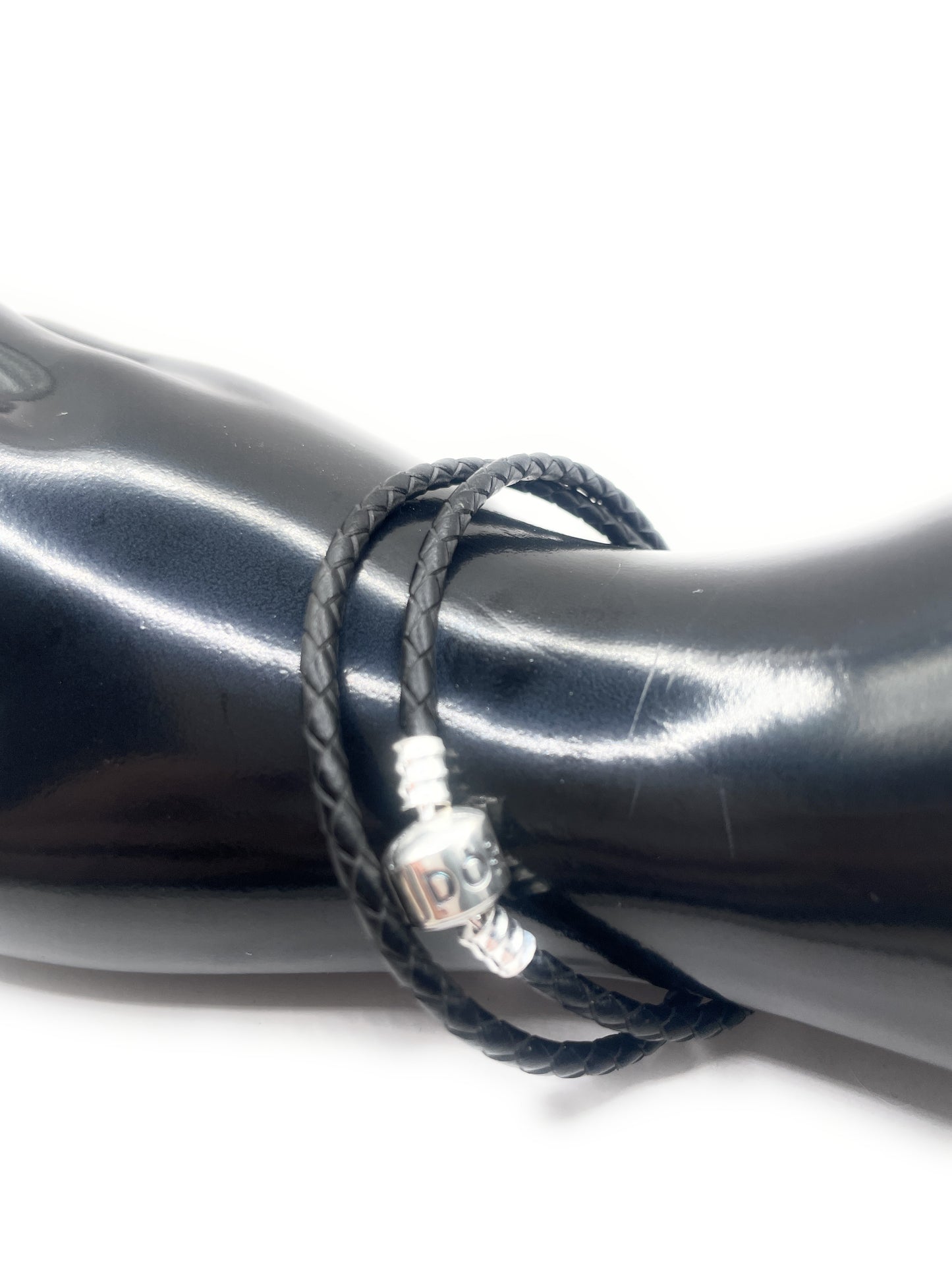 PANDORA BLACK LEATHER DOUBLE BRACELET PANDORA LOCK W Box