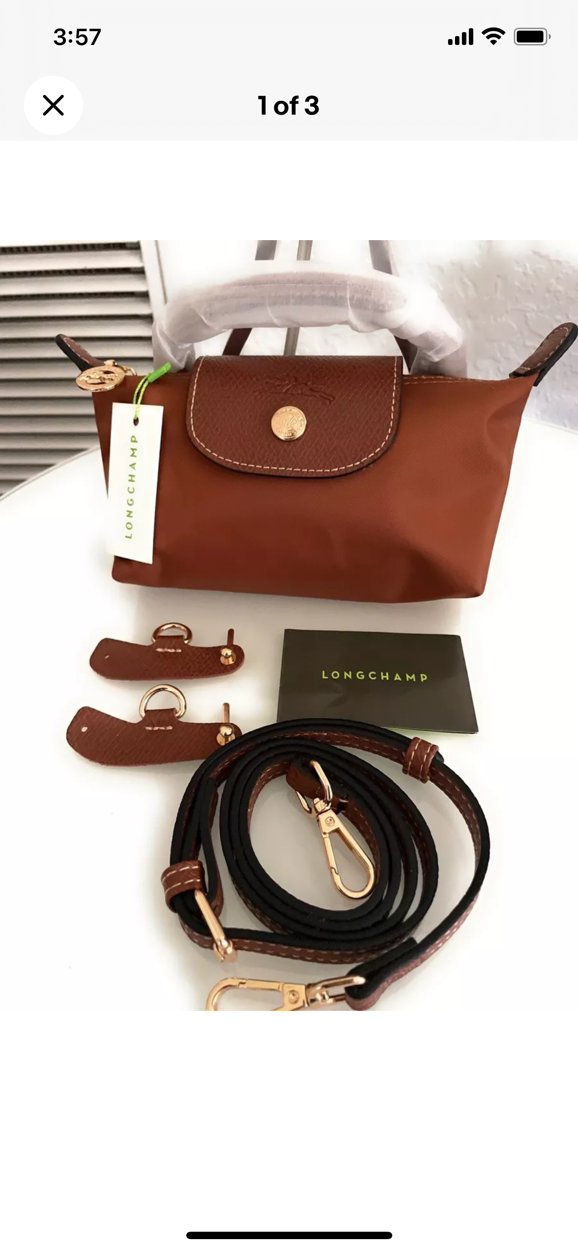 Longchamp Tote Crossbody Bag Cognac Xs Mini