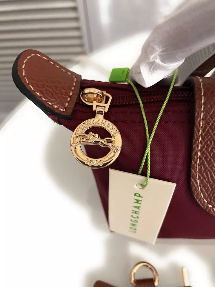 Longchamp Tote Crossbody Bag Wine Red Xs Mini