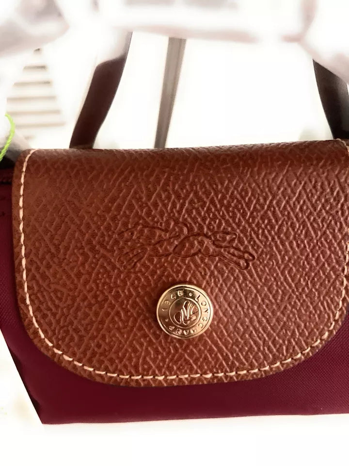 Longchamp Tote Crossbody Bag Wine Red Xs Mini