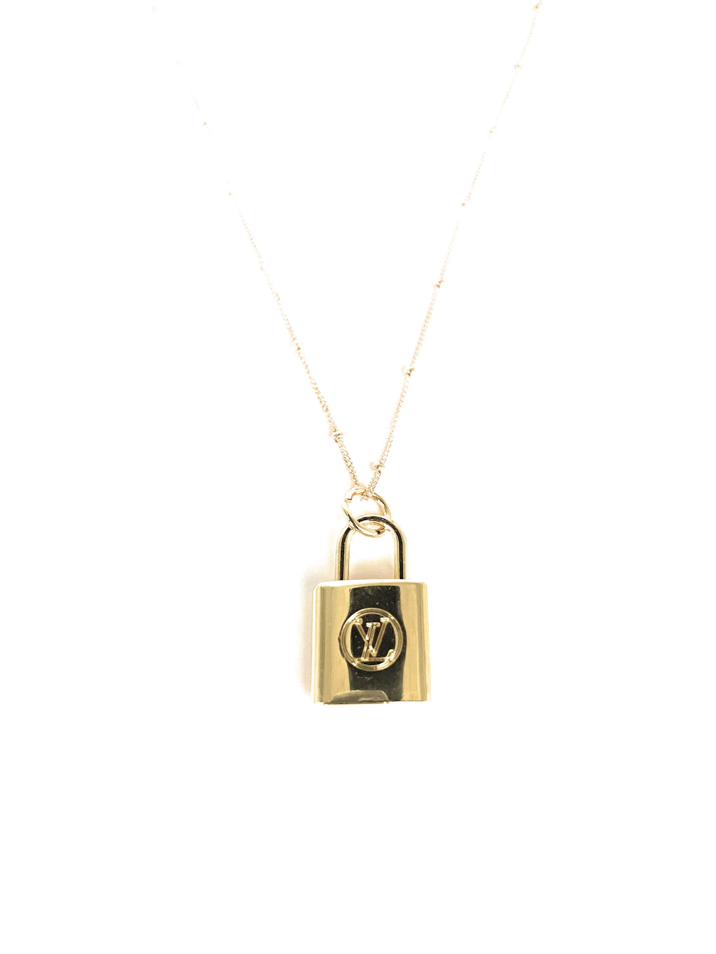 VINTAGE LV PADLOCK PENDANT VERMEIL NECKLACE.