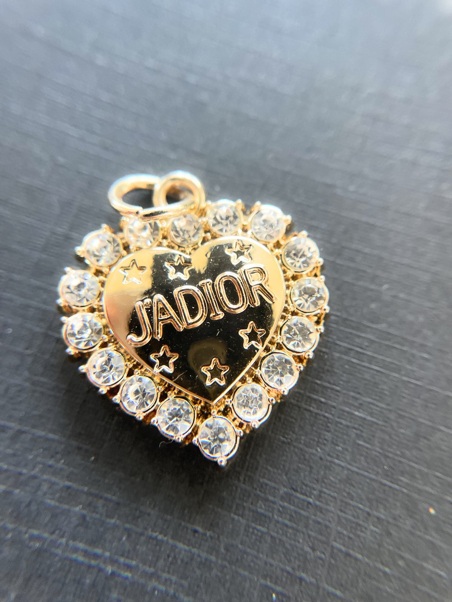 VINTAGE DIOR JADIOR HEART CZ ON SATELLITE CHAIN NECKLACE