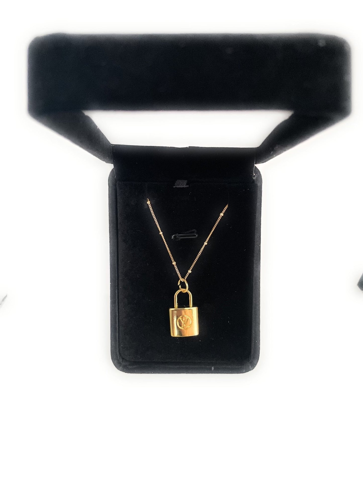 VINTAGE LV PADLOCK PENDANT VERMEIL NECKLACE.