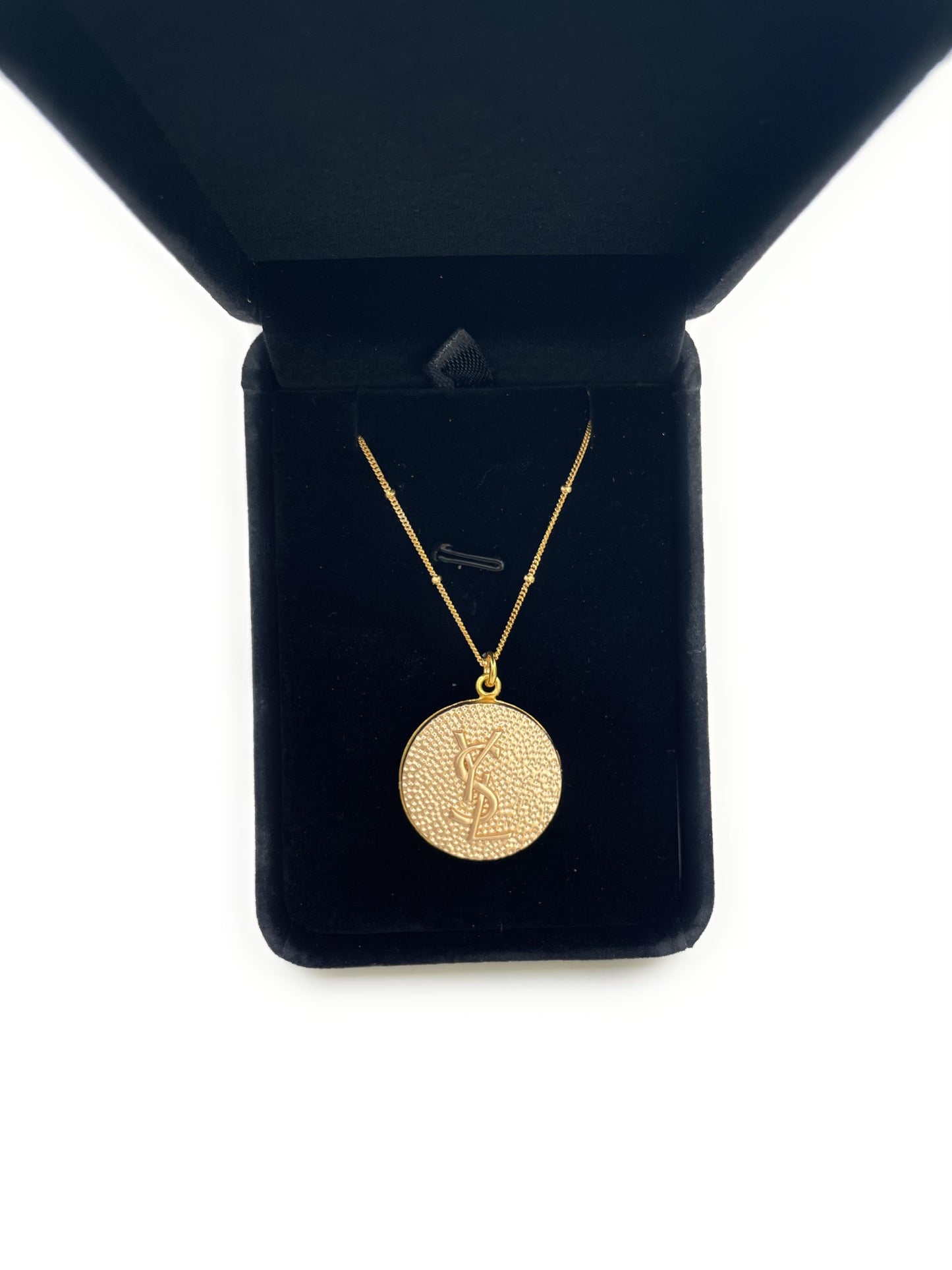 AUTHENTIC YSL GOLD TONE BUTTON NECKLACE