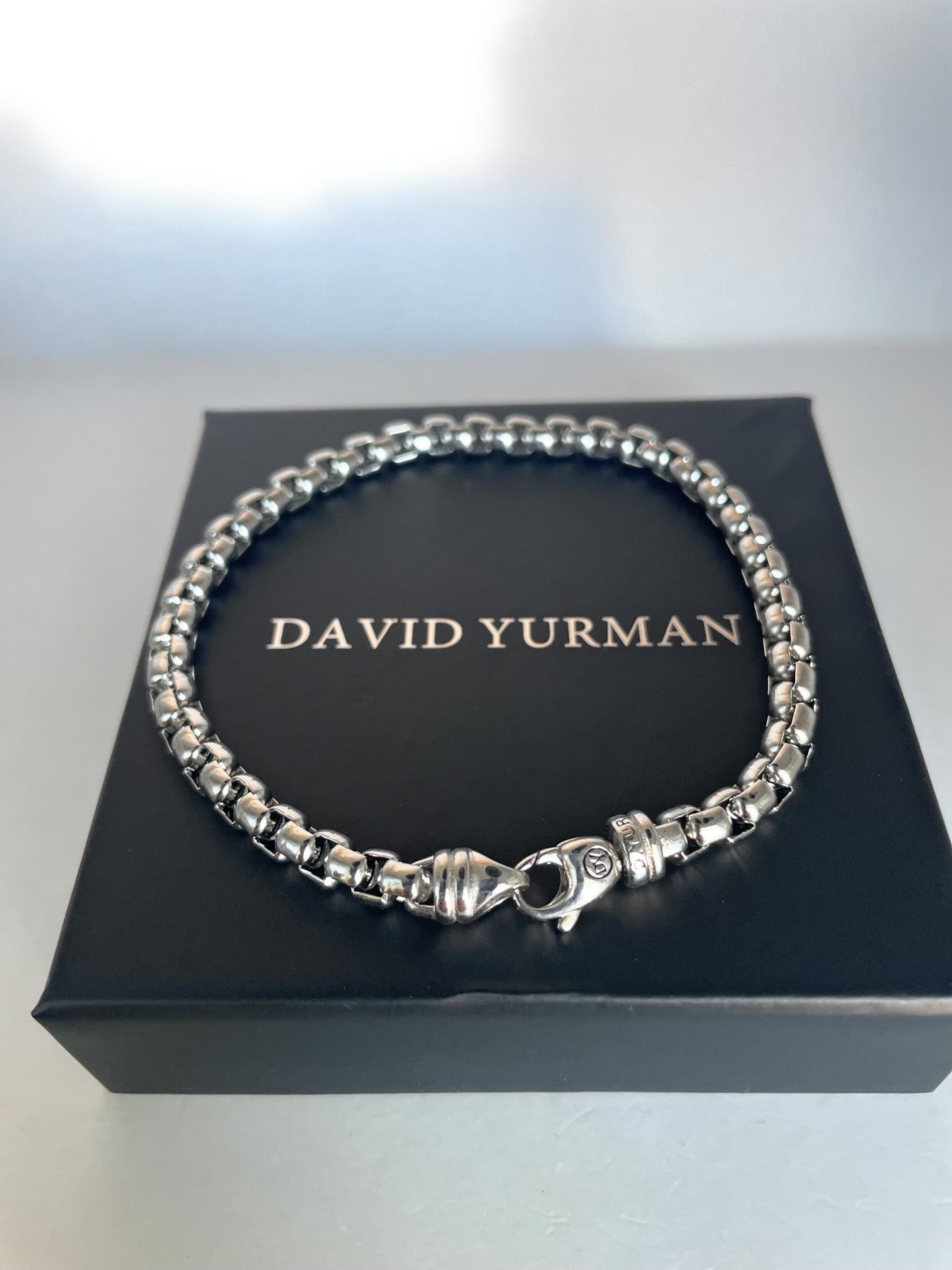 David Yurman unisex Sterling Silver Box Chain bracelet 8 inch PRE OWNED