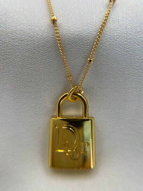 VINTAGE DIOR PADLOCK PENDANT VERMEIL NECKLACE