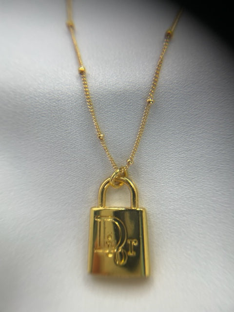 VINTAGE DIOR PADLOCK PENDANT VERMEIL NECKLACE